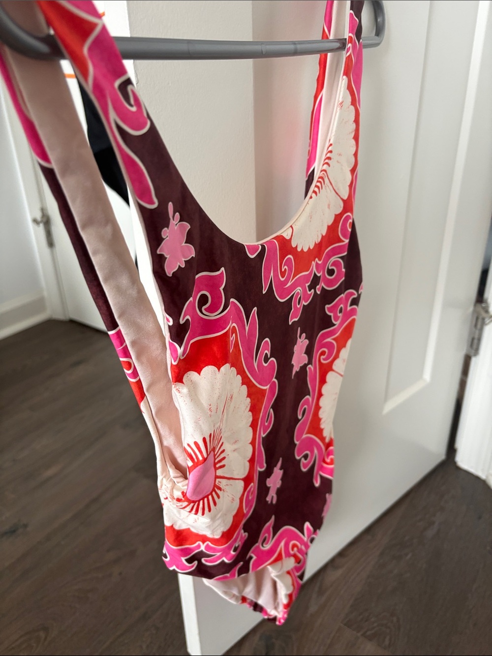 Free People Pink Red Brown Floral One-Piece Swimsuit - Picture 3 of 4